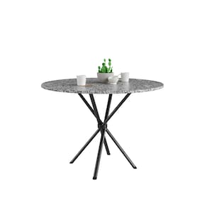 Conjunto de Mesa com 4 Cadeiras Artefamol Sabiá Redonda Granito Aço Courvin - Preto Cromo - 1