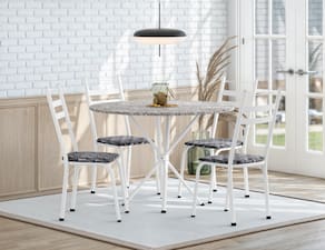 Conjunto de Mesa com 4 Cadeiras Artefamol Sabiá Redonda Granito Aço Courvin - Branco - 1