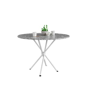 Conjunto de Mesa com 4 Cadeiras Artefamol Sabiá Redonda Granito Aço Courvin - Branco - 2
