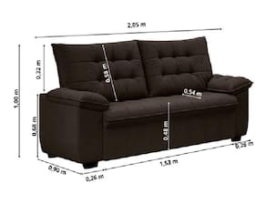 Sofá 3 Lugares Luizzi Berlim Veludo 200cm Madeira Maciça - Marrom - 2