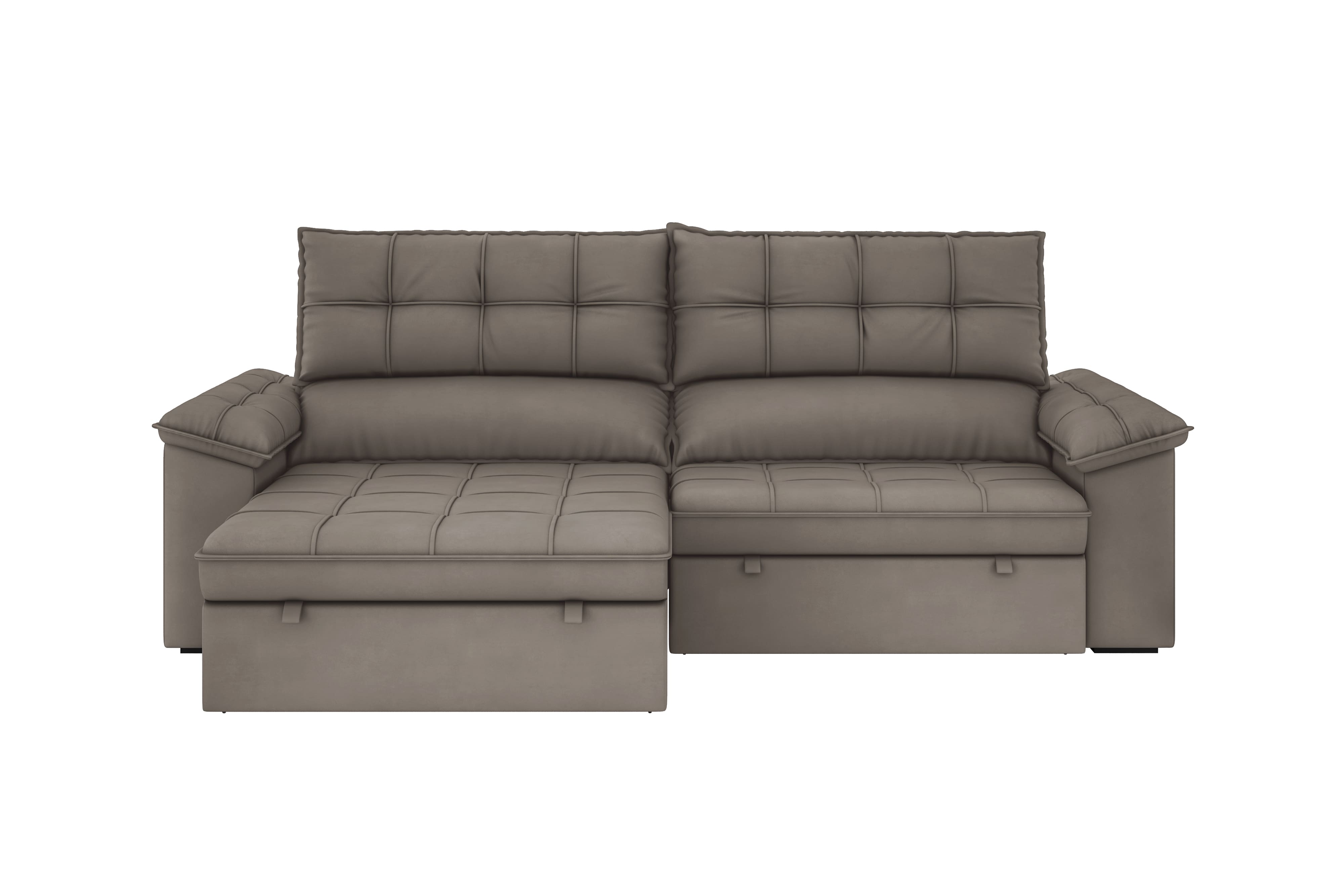 Sofá 5 Lugares Luizzi Capri Slim Retrátil Reclinável Suede 250cm - Cacau - 2