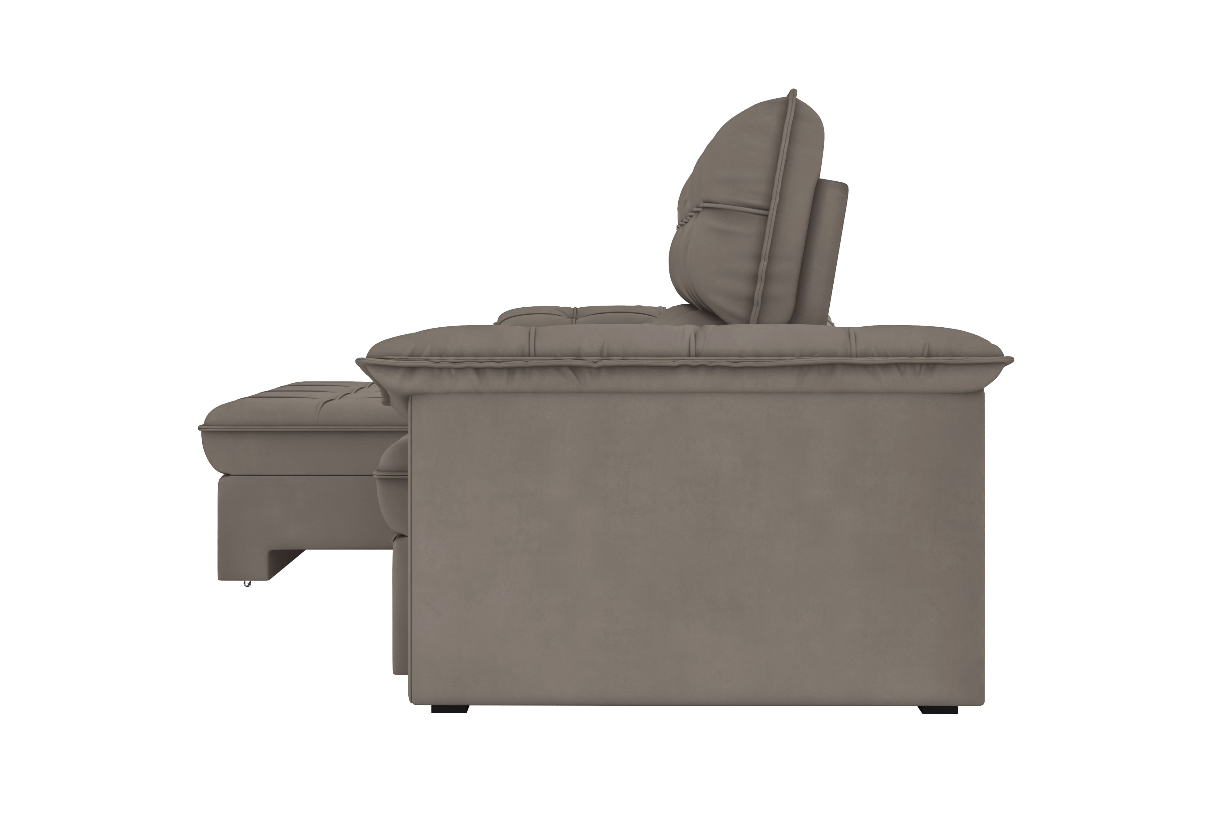 Sofá 5 Lugares Luizzi Capri Slim Retrátil Reclinável Suede 250cm - Cacau - 3