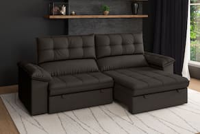 Sofá 5 Lugares Luizzi Capri Slim Retrátil Reclinável Suede 250cm
