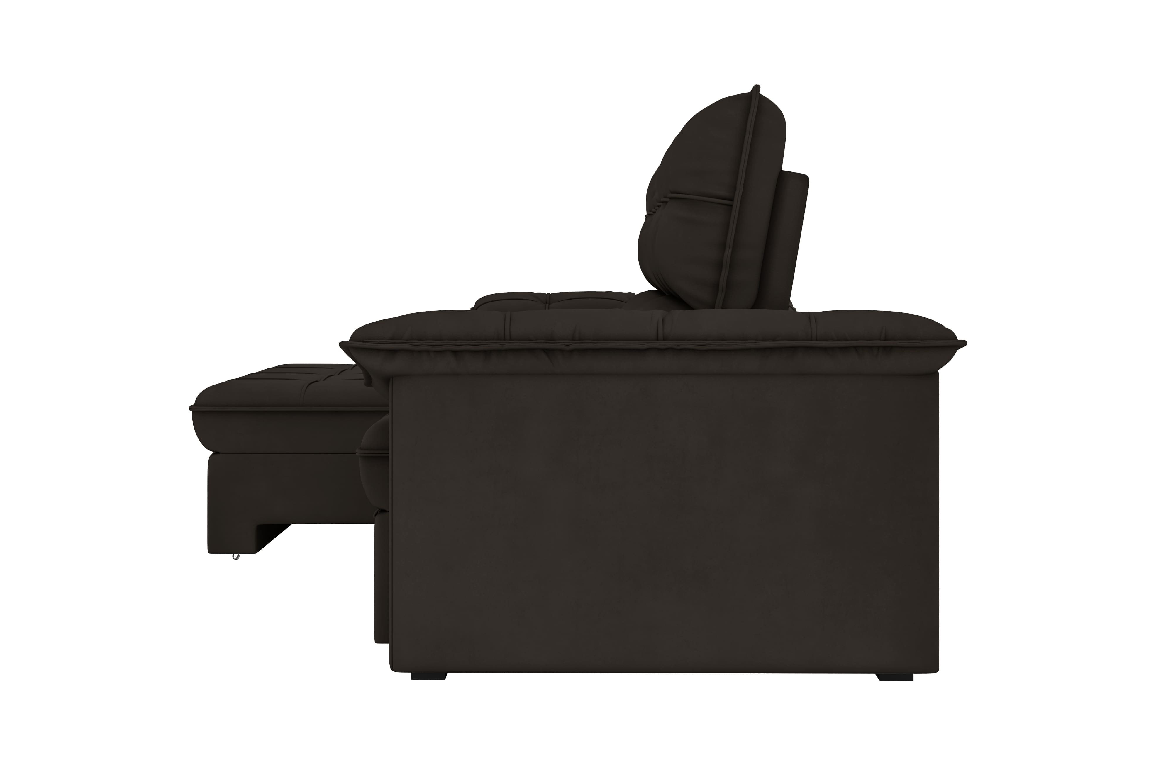 Sofá 5 Lugares Luizzi Capri Slim Retrátil Reclinável Suede 250cm - Marrom - 3