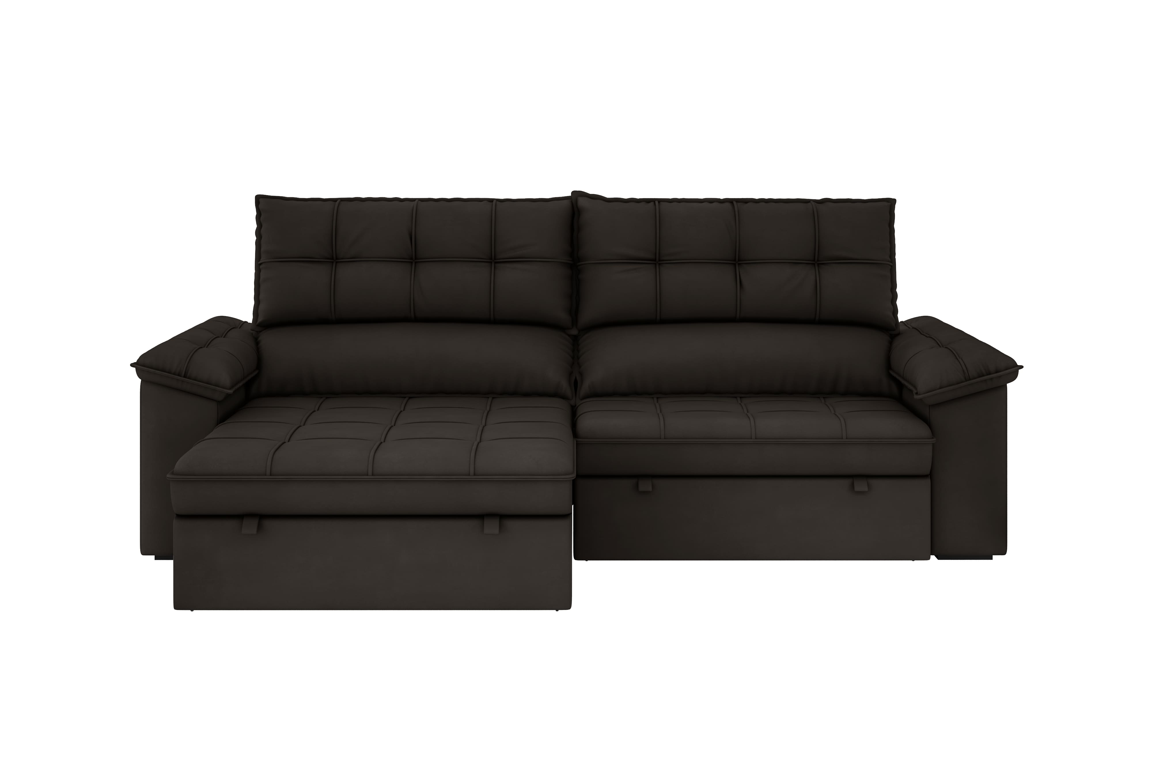 Sofá 6 Lugares Luizzi Capri Slim Retrátil Reclinável Suede 290cm - Marrom - 2