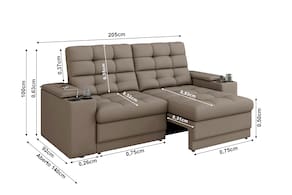 Sofá 3 Lugares Besthouse Kansas Retrátil Reclinável com USB Veludo 205cm - Capuccino - 2