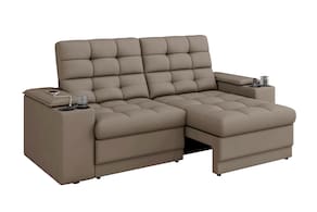 Sofá 3 Lugares Besthouse Kansas Retrátil Reclinável com USB Veludo 205cm - Capuccino - 1