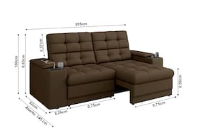 Sofá 3 Lugares Besthouse Kansas Retrátil Reclinável com USB Veludo 205cm - Marrom - 2