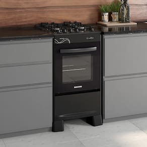 Fogão de Piso 4 Bocas Suggar Neo Glass Vidro Temperado Preto Bivolt - 1