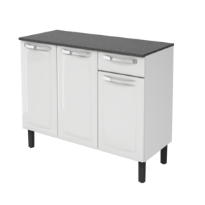 Balcão de Cozinha Itatiaia Rose 3 Portas 1 Gaveta Aço 105cm com Tampo - Branco - 1