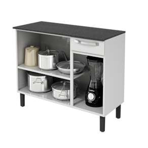 Balcão de Cozinha Itatiaia Rose 3 Portas 1 Gaveta Aço 105cm com Tampo - Branco - 3