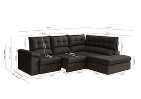 Sofá de Canto Luizzi Capri Slim 2.90m Estrutura Madeira Maciça Espuma D28 - Marrom - 3