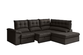 Sofá de Canto Luizzi Capri Slim 2.90m Estrutura Madeira Maciça Espuma D28 - Marrom - 2