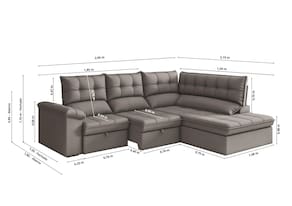 Sofá de Canto Luizzi Capri Slim 2.90m Estrutura Madeira Maciça Espuma D28 - Nescau - 3