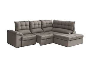 Sofá de Canto Luizzi Capri Slim 2.90m Estrutura Madeira Maciça Espuma D28 - Nescau - 2