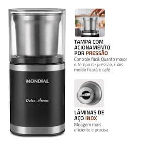 Moedor de Café Mondial MCF-01-BI Inox 180W 60g Lâminas Inox - 110V - 3