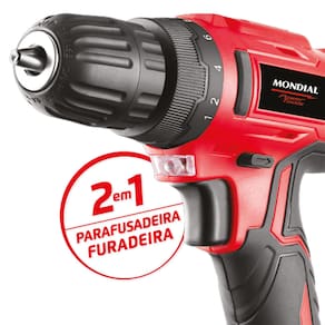 Parafusadeira e Furadeira Mondial Power Tools FPF-06M Mandril 10mm Maleta Bateria 12V Bivolt - 2