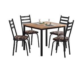 Conjunto Mesa Quadrada 90x90 com 4 Cadeiras Artefamol Juriti Preto Fosco e Tampo BP - 1