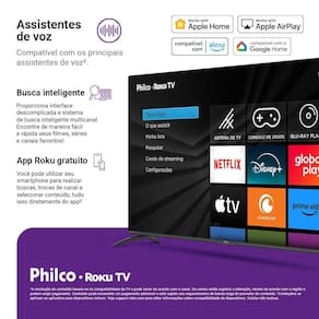 Smart TV 58” 4K Philco P58CRB LED Roku TV HDR10 Dolby Audio - 2