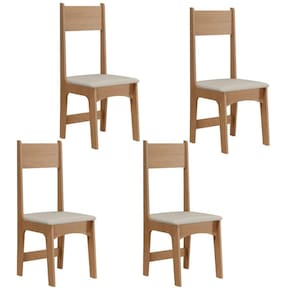 Conjunto Mesa com 4 Cadeiras Sonetto Amanda Retangular MDF Mel Off White - 3