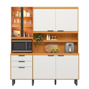 Cozinha Poliman Murano 7 Portas 2 Gavetas Freijó UV Off Acetinado - 1