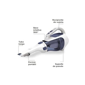 Aspirador de Pó Portátil Black+Decker APB12000-BR Bateria Lithium 12V Branco e Azul Bivolt - 1