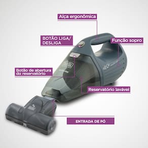 Aspirador de Pó Portátil Black+Decker APS1200PET 1200W Bocal Turbo Pet Cinza - 110V - 2