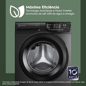 Máquina de Lavar Frontal Electrolux 12kg Cinza Ônix Inverter com Água Quente e Lavagem Inteligente (LFC12) 127V - 220V - 3