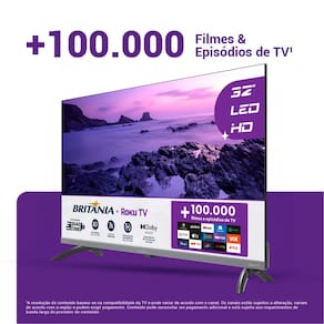 Smart TV 32" HD Britânia B32KRA Roku TV Wi-Fi Dolby Audio - 3