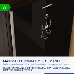 Geladeira Panasonic 511L Bottom Freezer BB71B Black Glass - 110V - 3