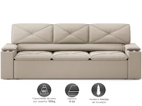 Sofá 3 Lugares NextSofás Joy Velosuede Retrátil Reclinável com Porta Copos - Bege - 2