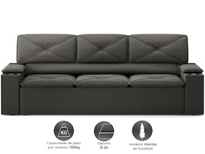 Sofá 3 Lugares NextSofás Joy Velosuede Retrátil Reclinável com Porta Copos - Chumbo - 2