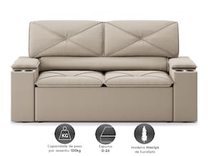 Sofá 2 Lugares NextSofás Joy Velosuede Retrátil Reclinável com Porta Copos - Bege - 2