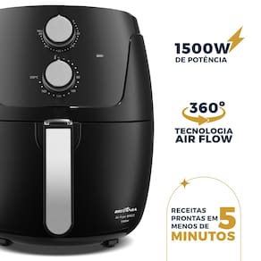 Fritadeira Air Fryer Britânia BFR37 4,2L 1500W Revestimento Dura Mais - Preto - 110V - 1