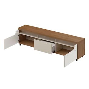 Rack Artely Mercury Cinamomo Off White 75” Tamburato 50mm 2 Portas 1 Gaveta - 3