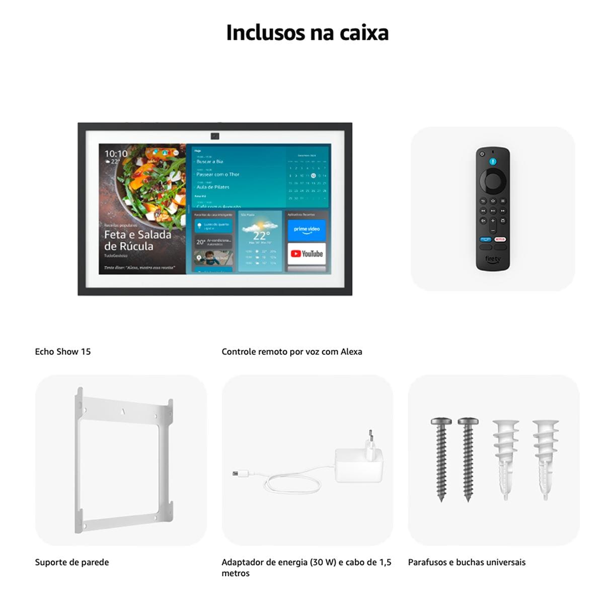 Echo Show 15 Amazon Alexa Smart display Full HD de 15,6” Preto