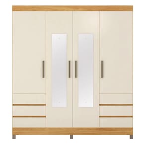 Guarda-Roupa Casal Mônaco Demóbile 4 Portas 6 Gavetas com Espelho e Pés PVC - 1