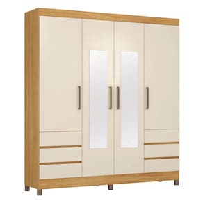 Guarda-Roupa Casal Mônaco Demóbile 4 Portas 6 Gavetas com Espelho e Pés PVC - 2