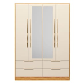 Guarda-Roupa 4 Portas Demóbile Mônaco Cinamomo/Off-White com Espelho - 1