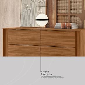 Cômoda 6 Gavetas Demóbile Giardino MDP Pintura UV Corrediças Telescópicas Puxadores ABS - Nogueira - 2