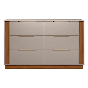 Cômoda 6 Gavetas Demóbile Giardino MDP Pintura UV Corrediças Telescópicas Puxadores ABS - Nogueira / Nude - 1