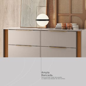 Cômoda 6 Gavetas Demóbile Giardino MDP Pintura UV Corrediças Telescópicas Puxadores ABS - Nogueira / Nude - 2