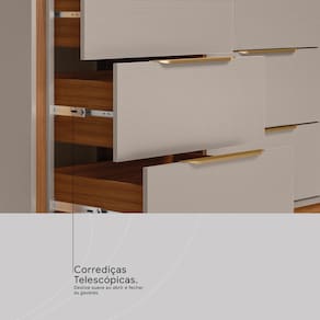 Cômoda 6 Gavetas Demóbile Giardino MDP Pintura UV Corrediças Telescópicas Puxadores ABS - Nogueira / Nude - 3