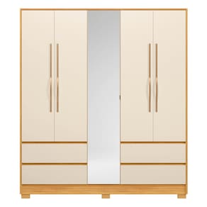 Guarda-Roupa 5 Portas Demóbile Turin Cinamomo/Off-White com Espelho - 1