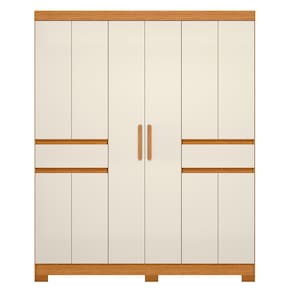 Guarda-Roupa Casal Palumóveis Olímpia 10 Portas 2 Gavetas MDP - Cinamomo / Off White - 1