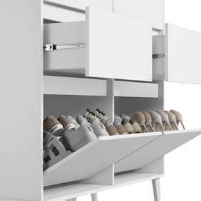 Cômoda Sapateira Palumóveis Dora 4 Gavetas e 2 Portas Basculantes - Branco - 1