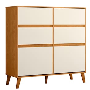 Cômoda Sapateira Palumóveis Dora 4 Gavetas e 2 Portas Basculantes - Cinamomo/Off White - 2