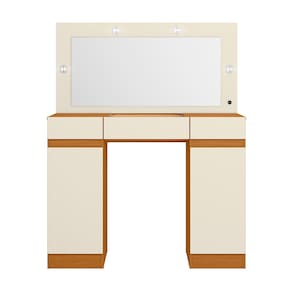 Penteadeira Camarim Studio Palumóveis 3 Gavetas com LED e Espelho Cinamomo/Off White - 1