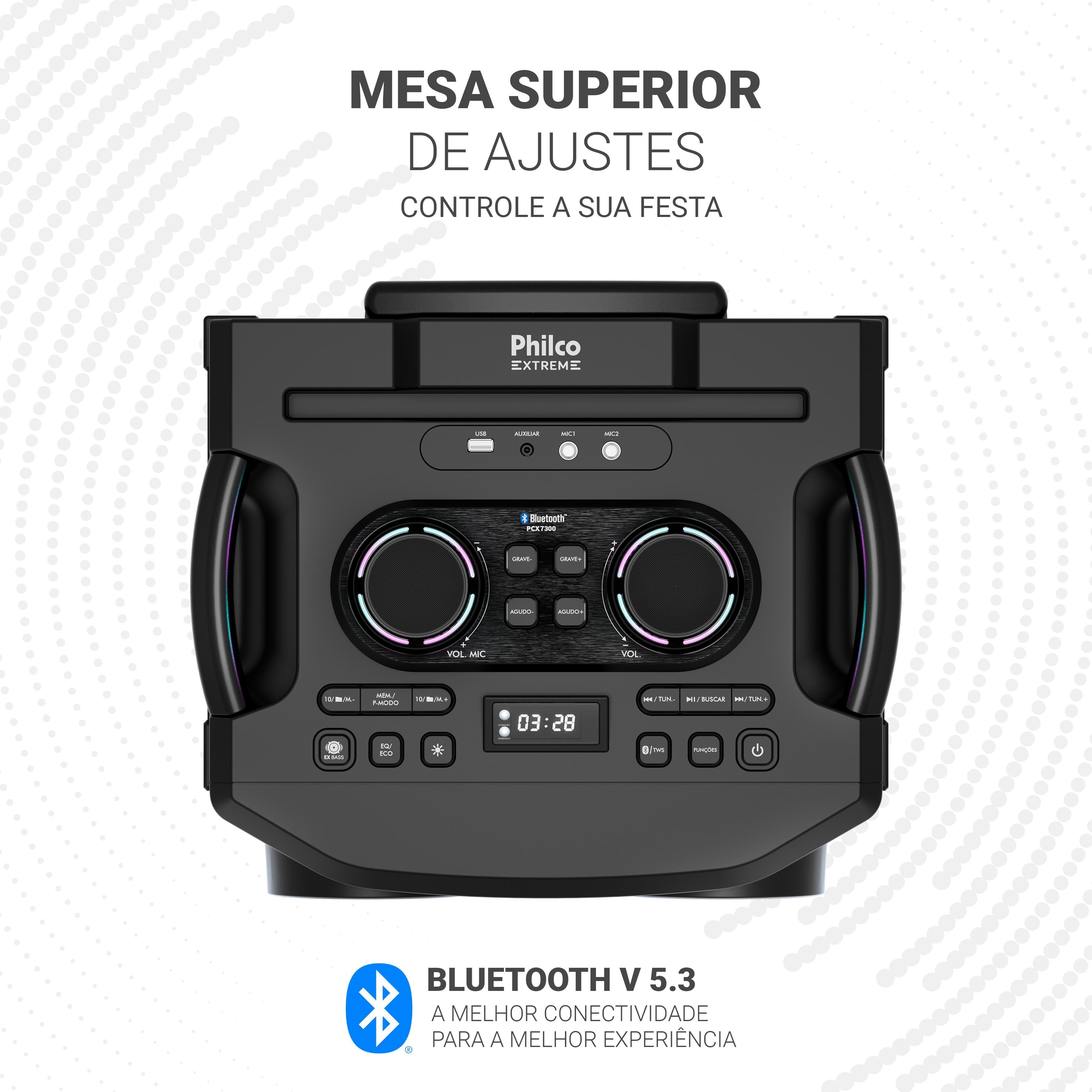 Caixa de Som Amplificada Philco PCX7300 1700W Bluetooth Rádio FM Preta - 2
