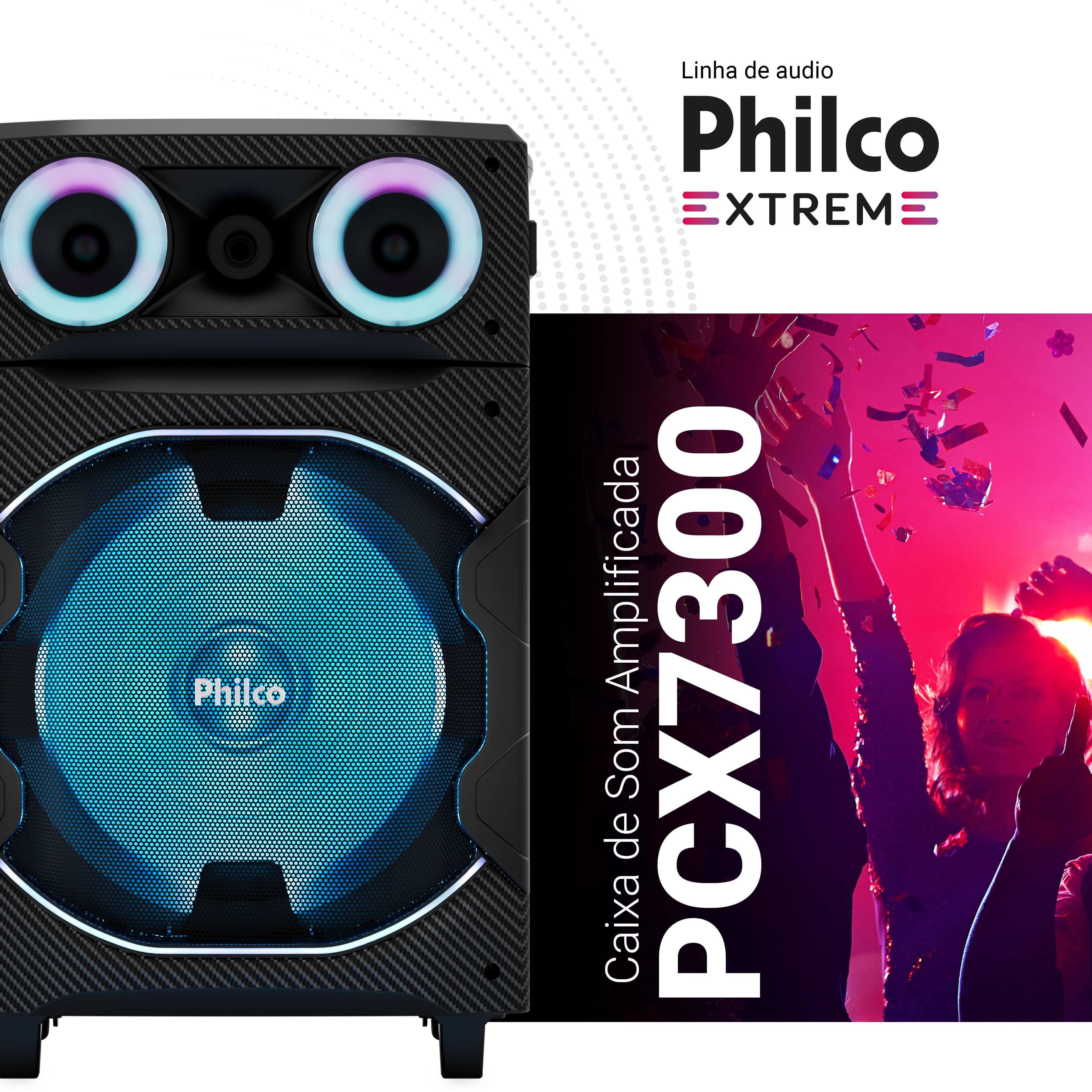Caixa de Som Amplificada Philco PCX7300 1700W Bluetooth Rádio FM Preta - 3
